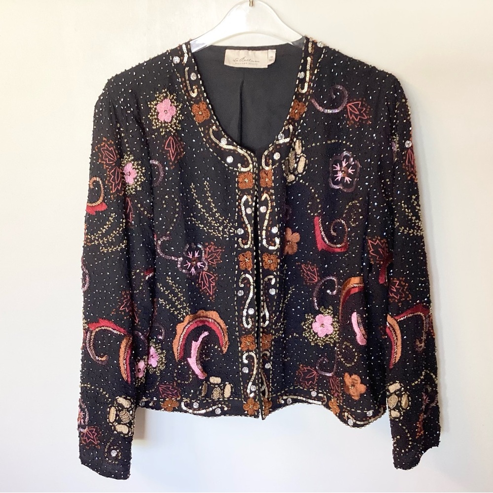La Bellum by Hillary Scott Beaded and Embroidered Statement Jacket - Black - 1X